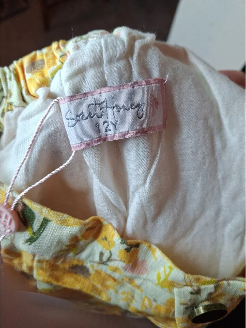 Sweet Honey Yellow Floral Linen Shorts size 12Y